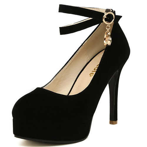 black heels with straps closed toe