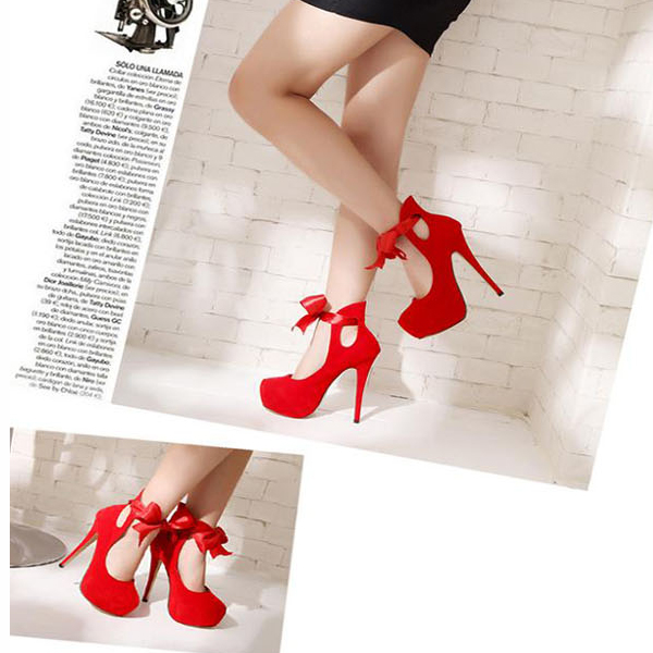 red ankle strap pumps