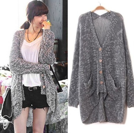 Fashion V Neck Long Sleeve Acrylic Long Cardigan Sweater WT130918101