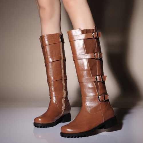mid heel brown boots