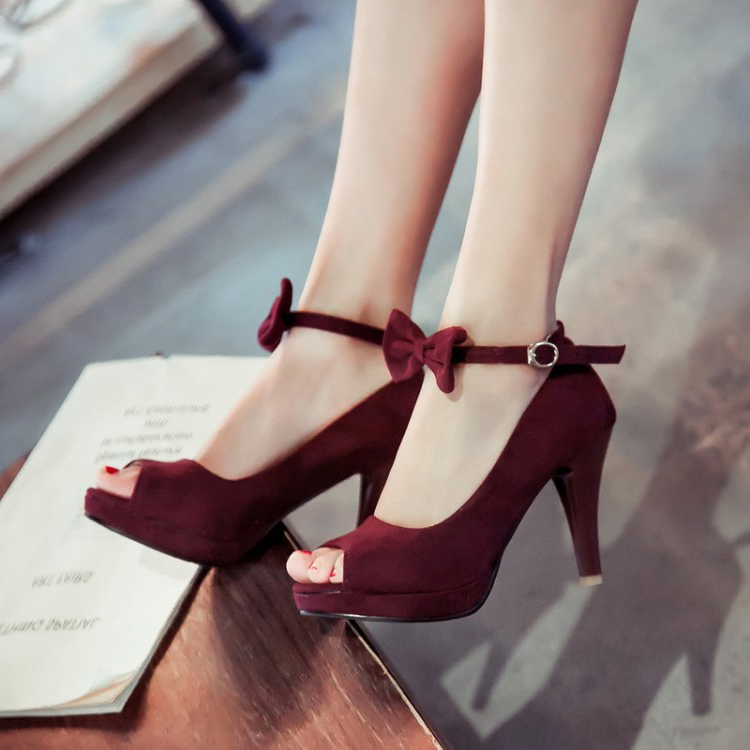 red ankle strap pumps
