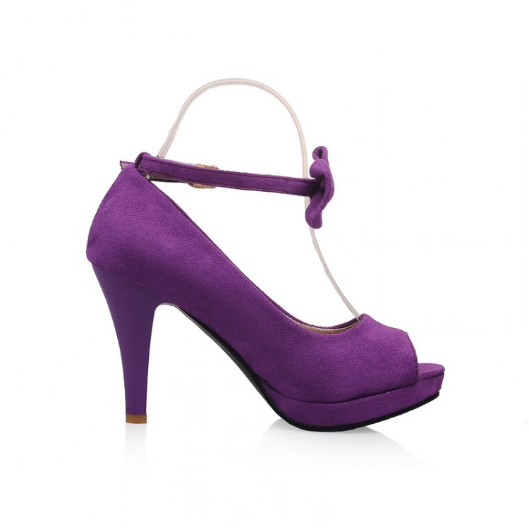 Cheap Vintage Peep Toe Stiletto Super High Heel Purple Suede Ankle ...