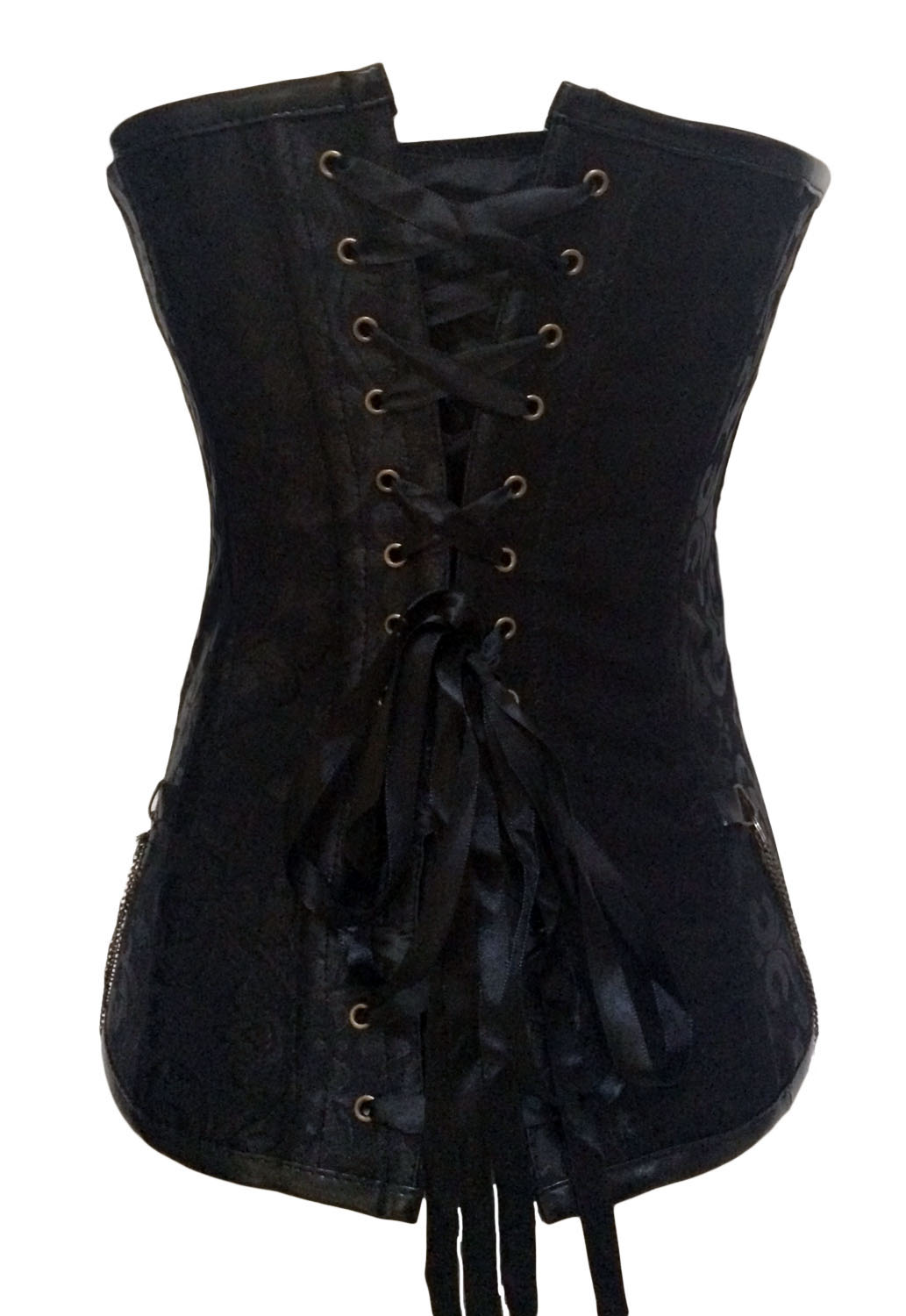 Sexy Zipper Front Lace-up Hardware Decorated Black Polyester Steampunk 