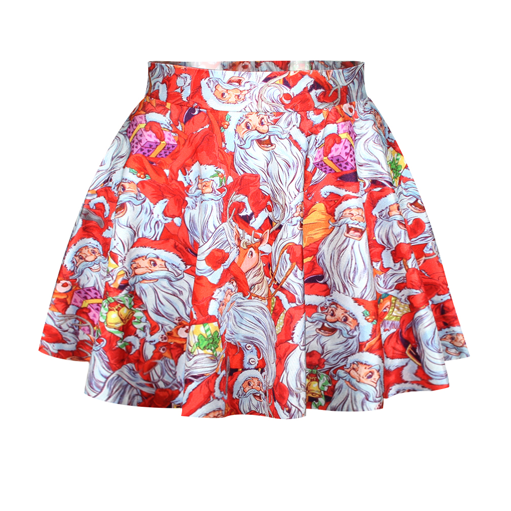 fashion cute santa claus print red polyester mini skirt fashion cute santa claus print red polyester mini skirt