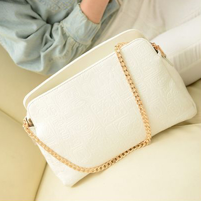 Fashion Elegant Zipper Design Solid White Leather Shoulder Bag_Shoulder ...