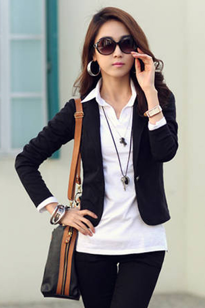 New Style Woman Black Cotton Suit_Blazer&Suits_Womens Clothing ...