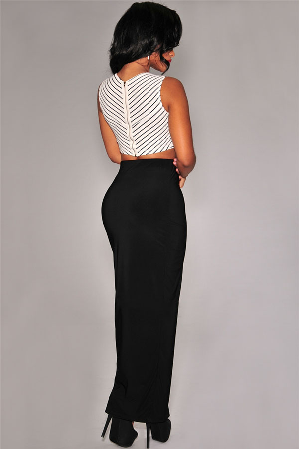 Cheap Sexy Side Split Ruched Solid Black Sheath Maxi Skirt_Skirts ...