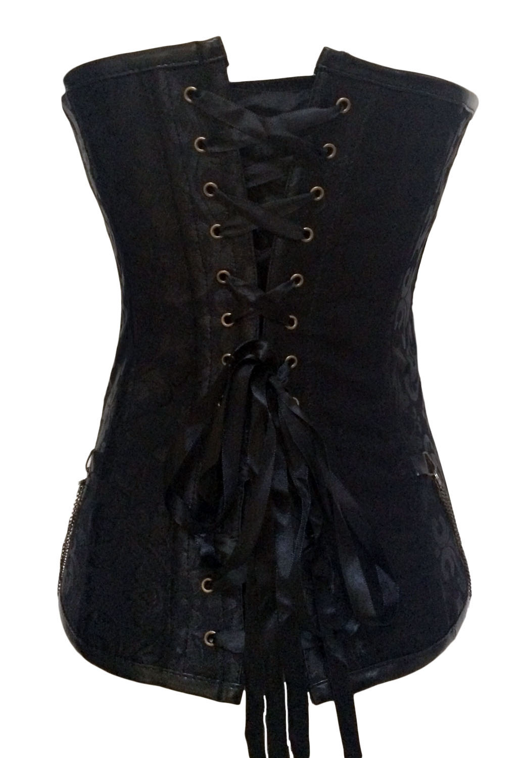 Sexy Zipper Front Lace-up Hardware Decorated Black Polyester Steampunk ...
