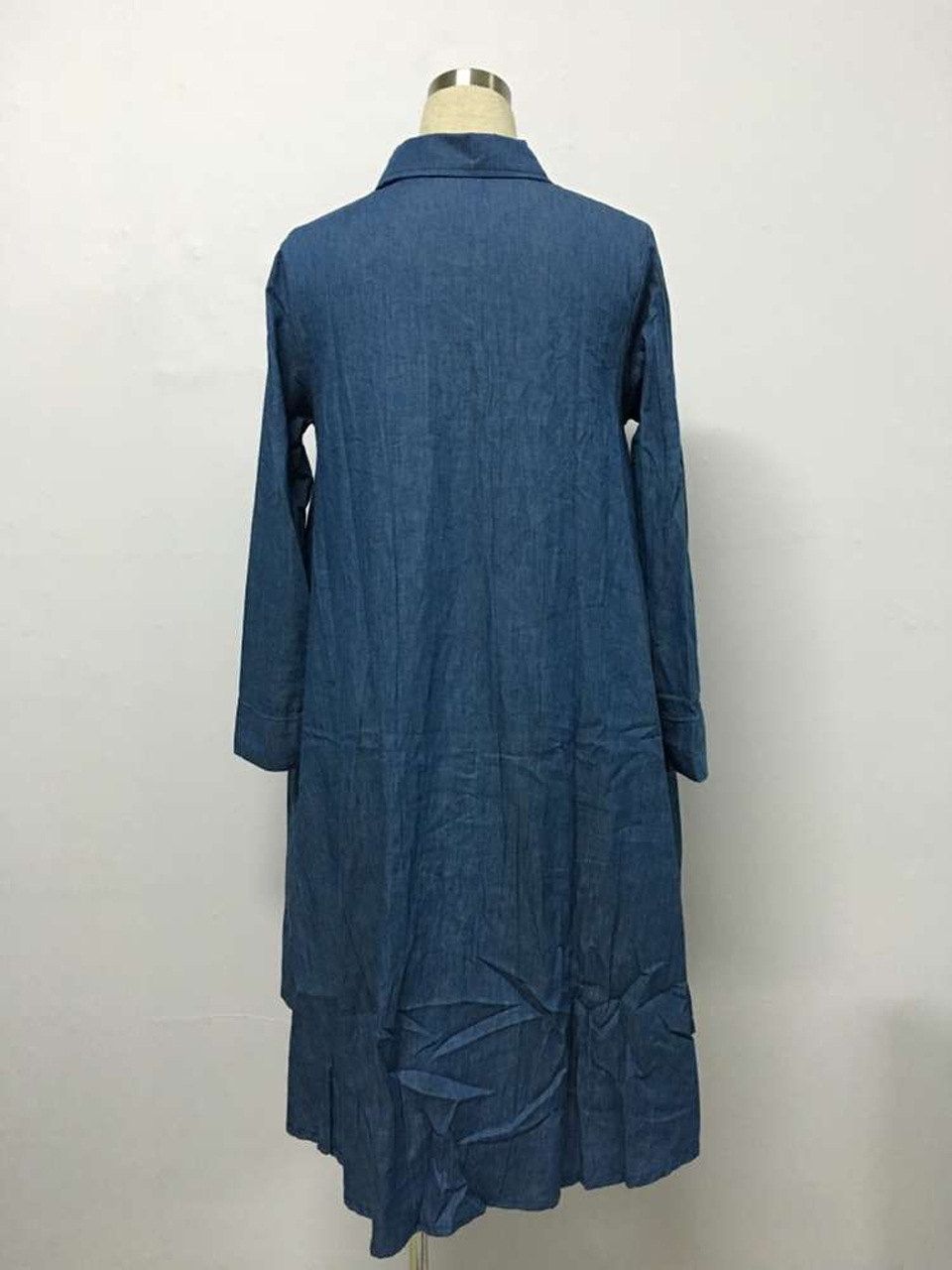 Fashion Turndown Collar Half Sleeves Asymmetrical Blue Polyester A Line ...