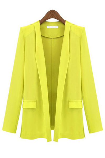 New Style Long Sleeves Yellow Spandex Blazer_Blazer&Suits_Outerwear ...
