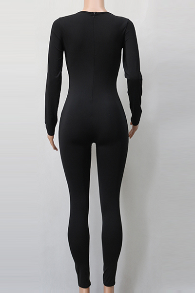 Contracted Style Round Neck Long Sleeves Black Qmilch One-piece Skinny ...