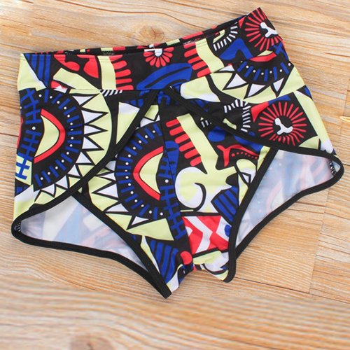 Charming Round Neck Printed Polyester Two-piece Swimwear_Bikinis ...